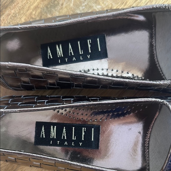 Amalfi Vintage Woven Leather Metallic Flats Made in Italy - Pewter 8.5AAA - Picture 2 of 10